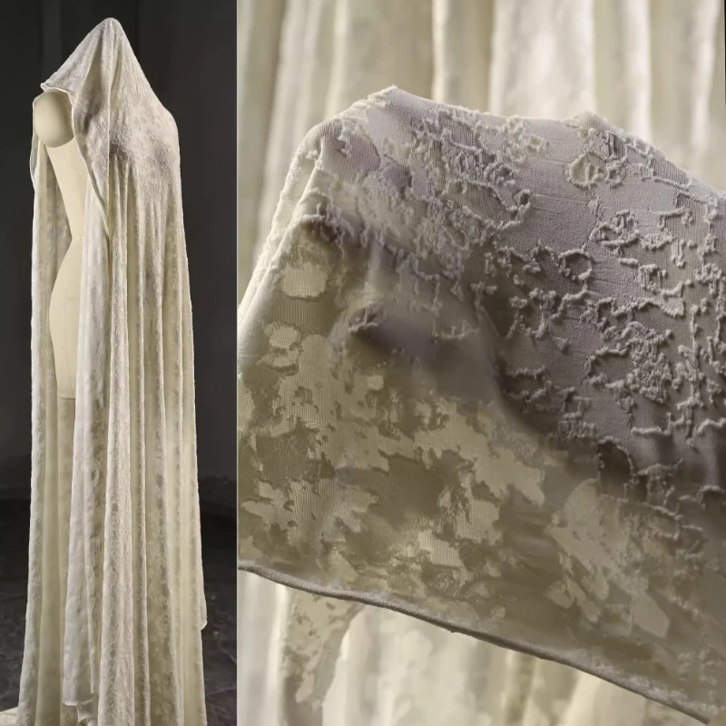 Vintage Sewing Textile - Трикотажная ткань цвета абрикос с цветочным
