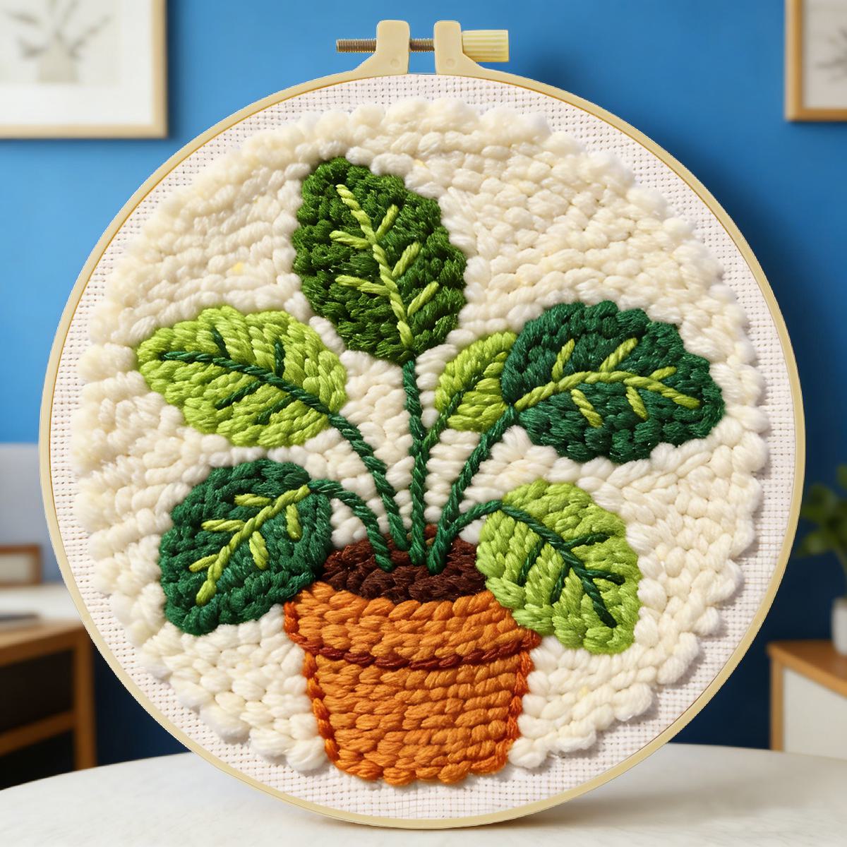 Sewing Textile Art - Набор для вышивания иглой-проколкой «Листья» 20x20